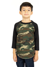 Load image into Gallery viewer, Youth Camo Raglan Tee