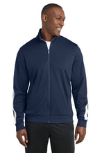 Load image into Gallery viewer, Sport-Tek ® Tricot Sleeve Stripe Track Jacket. JST94