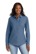 Load image into Gallery viewer, Port & Co ® Women's Long Sleeve Value Denim Shirt. LSP10