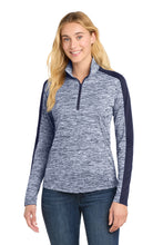 Load image into Gallery viewer, Sport-Tek ® Women's PosiCharge ® Electric Heather Colorblock 1/4-Zip Pullover. LST397
