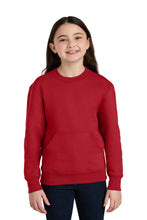 Load image into Gallery viewer, Port & Co ® Youth Core Fleece Crewneck Pocket Sweatshirt PC78YPKT