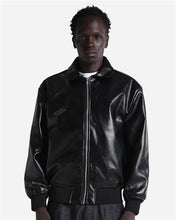 Load image into Gallery viewer, Unisex PU Leather Collared Varsity Jacket
