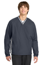 Load image into Gallery viewer, Sport-Tek ®  Tipped V-Neck Raglan Wind Shirt. JST62
