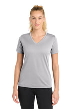 Load image into Gallery viewer, Sport-Tek ®  Women's PosiCharge ®  RacerMesh ®  V-Neck Tee. LST340

