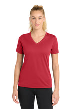 Load image into Gallery viewer, Sport-Tek ®  Women's PosiCharge ®  RacerMesh ®  V-Neck Tee. LST340
