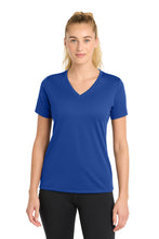 Load image into Gallery viewer, Sport-Tek ®  Women's PosiCharge ®  RacerMesh ®  V-Neck Tee. LST340
