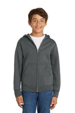 Load image into Gallery viewer, Port &amp; Co ®  Youth Core Fleece Full-Zip Hooded Sweatshirt PC78YZH
